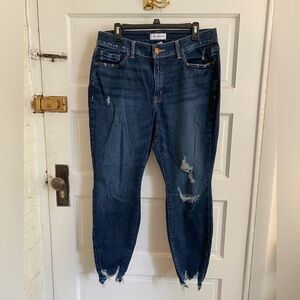 Lane Bryant Dark Blue Distressed Ankle Jeans Size 16